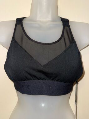 Splits59 Black Mesh High-Neck Sports Bra
